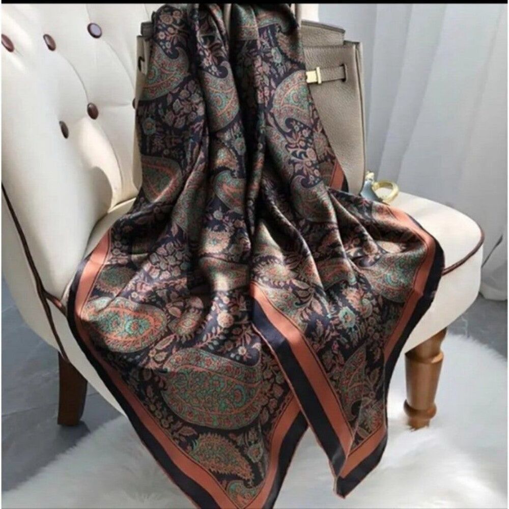 Brown paisley luxury scarf shawl